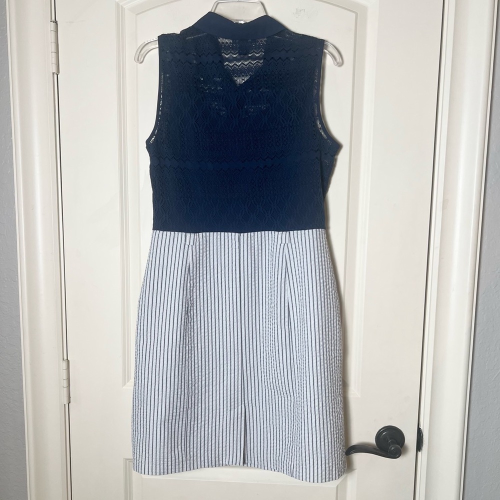 ALYX dress navy blue lace top with white and blue pin striped skirt - Picture 10 of 10